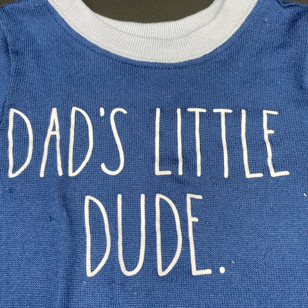 Rae Dunn 4T Boys Blue “ Dads Little Dude.” 2pc Pajama Set - Picture 3 of 7